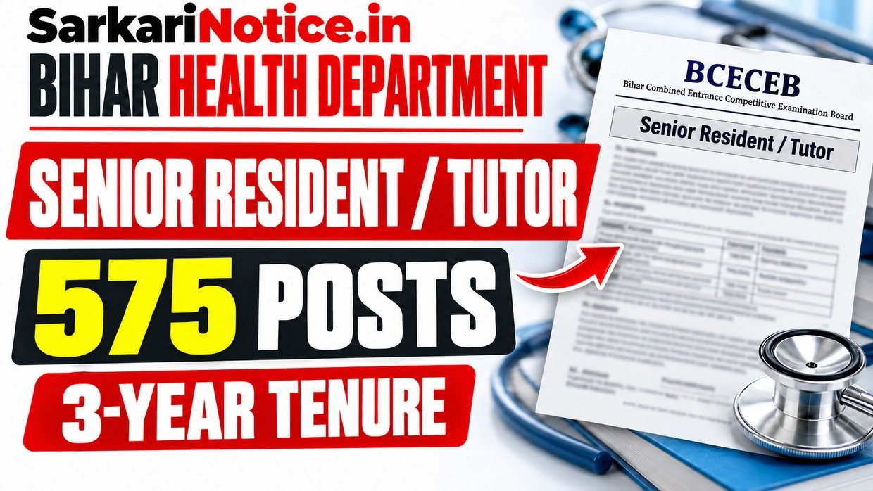 Bihar BCECEB Senior Resident / Tutor Recruitment 2026 (III)