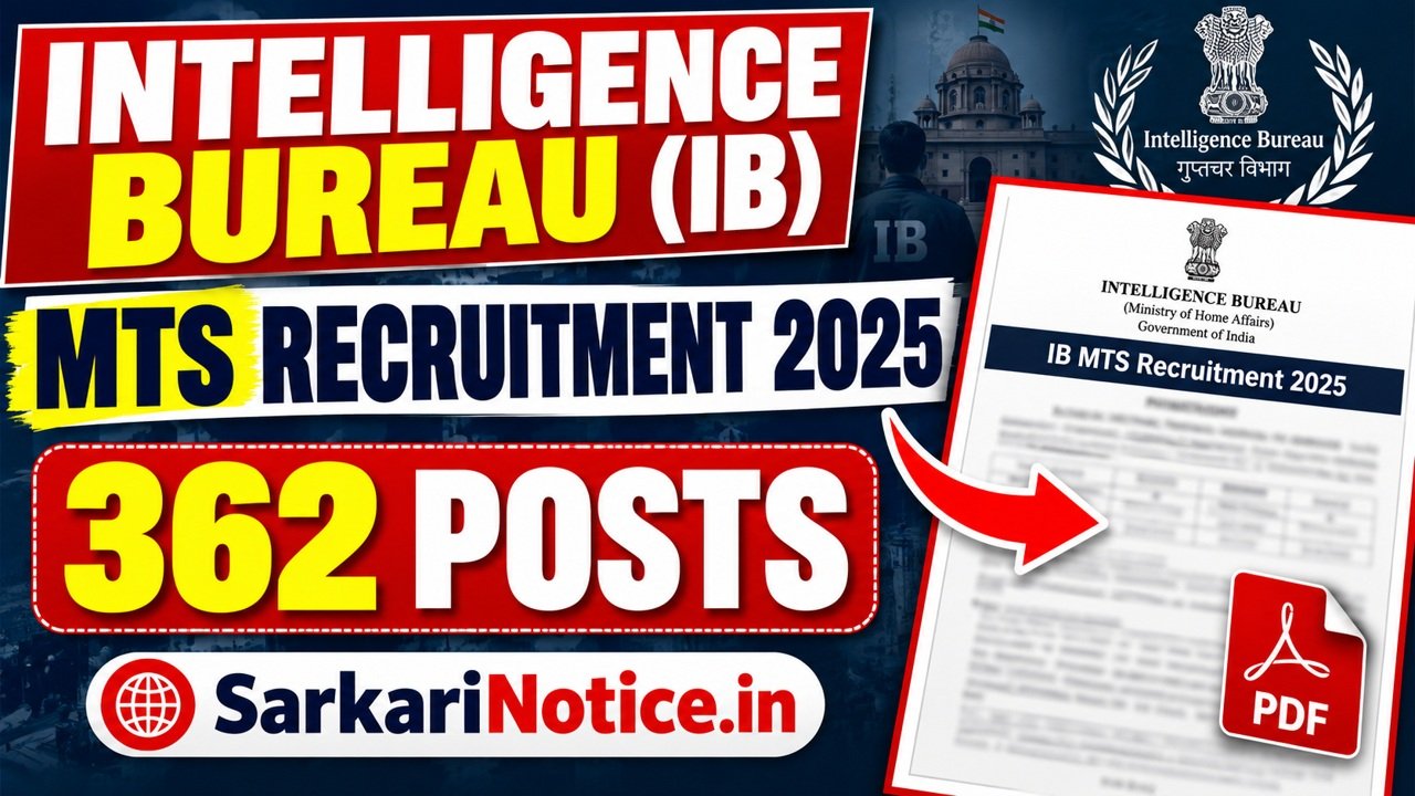 Intelligence Bureau MTS Recruitment 2025 for 362 posts – SarkariNotice