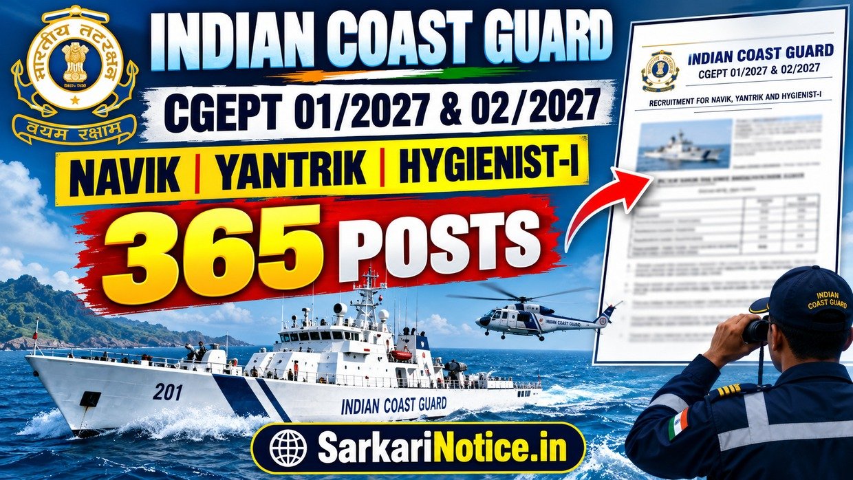 Coast Guard CGEPT 01/2027 and 02/2027 Recruitment 365 Posts