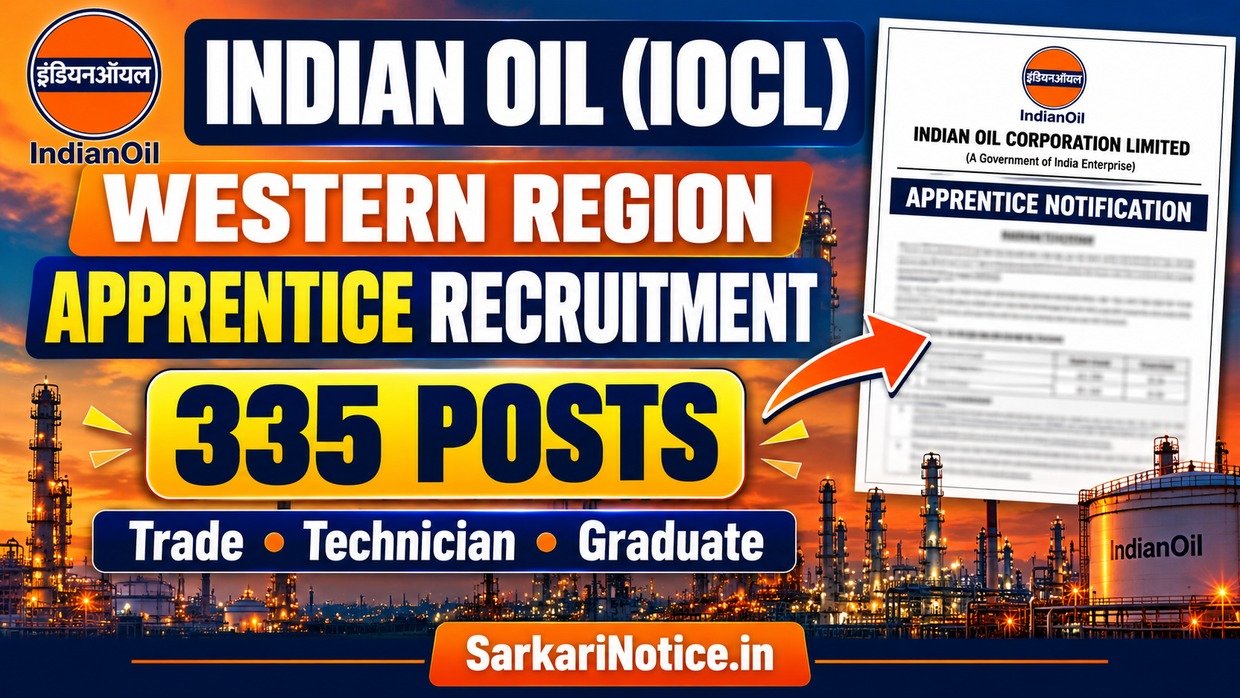 Indian Oil IOCL Western Region Apprentice Recruitment 2026 335 Posts