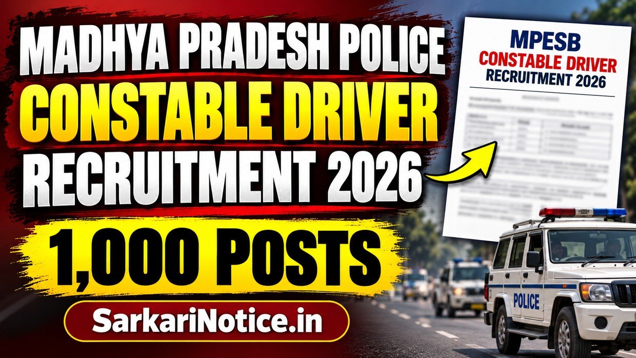 MP Police Constable Driver Recruitment 2026 – 1000 Posts