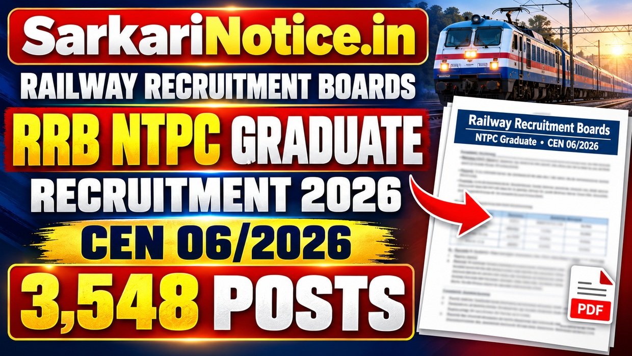 RRB NTPC Graduate Recruitment 2026 CEN 06/2026 - 3,548 Posts