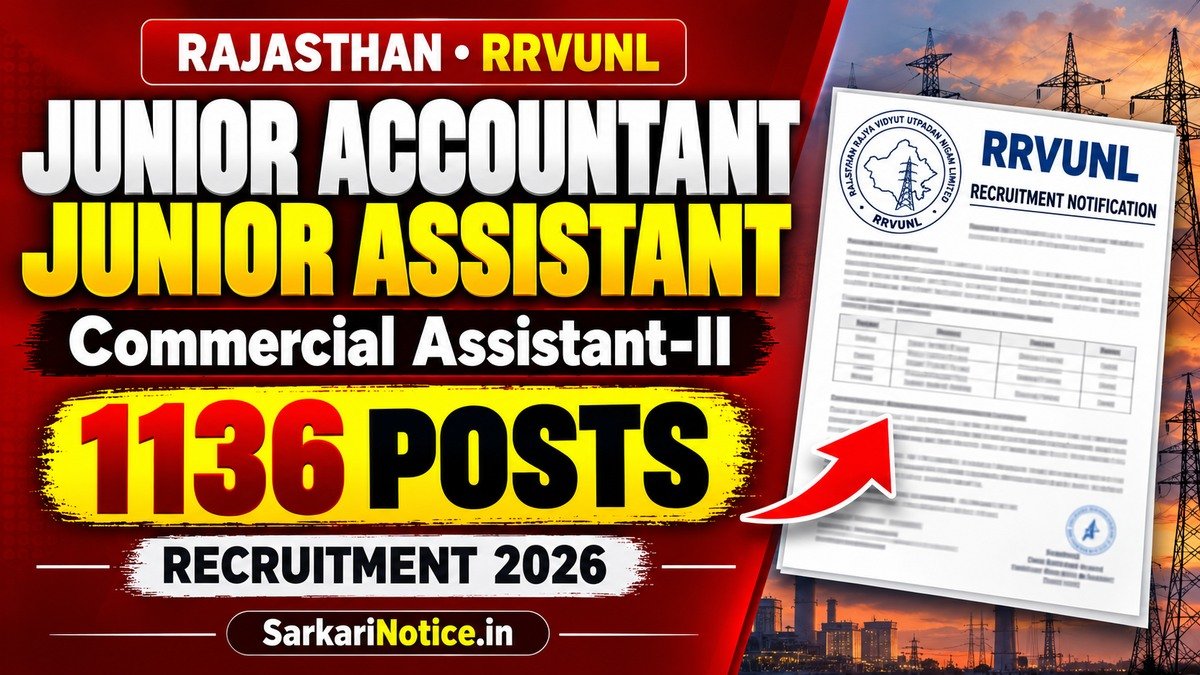 RRVUNL Junior Accountant and Junior Assistant Recruitment 2026 – 1136 Posts