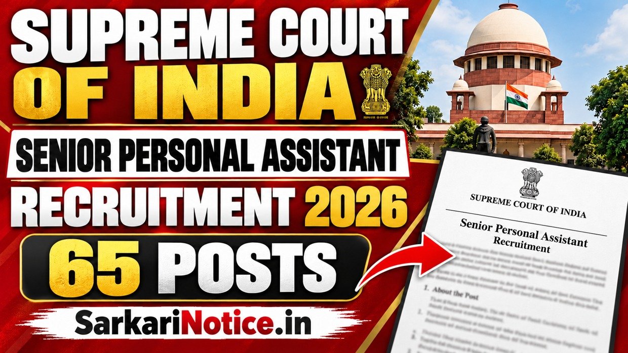SCI Senior Personal Assistant Recruitment 2026 for 65 posts