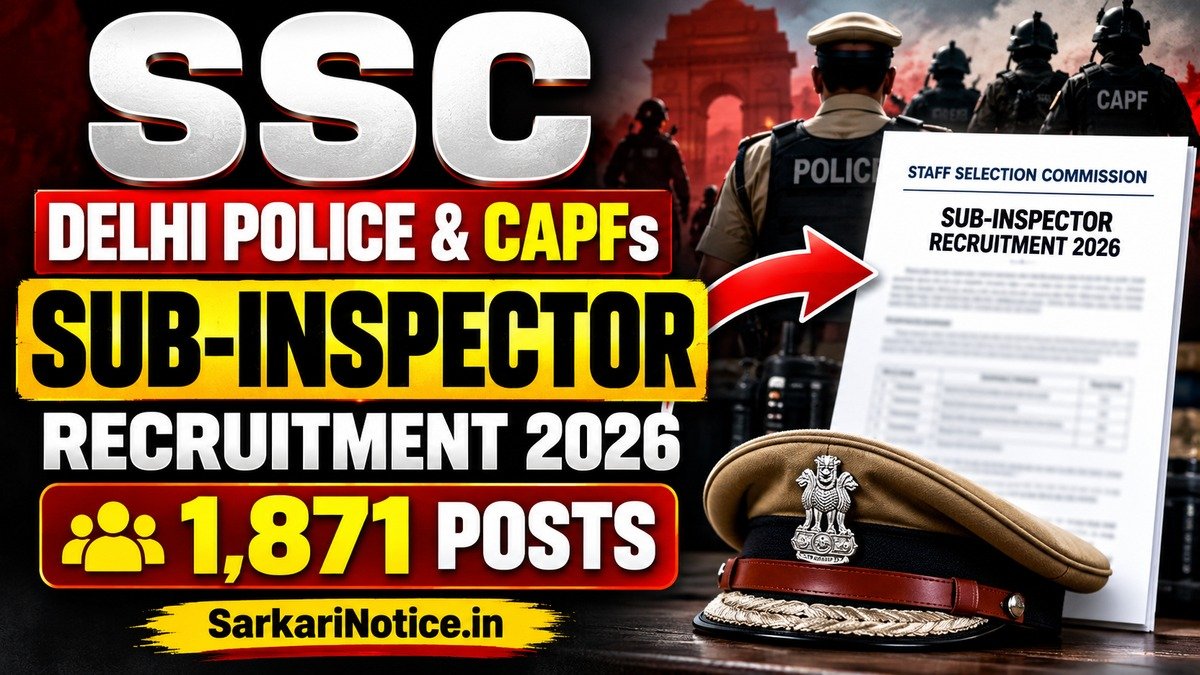 SSC Delhi Police and CAPFs Sub-Inspector Recruitment 2026 – 1,871 Posts – SarkariNotice.in