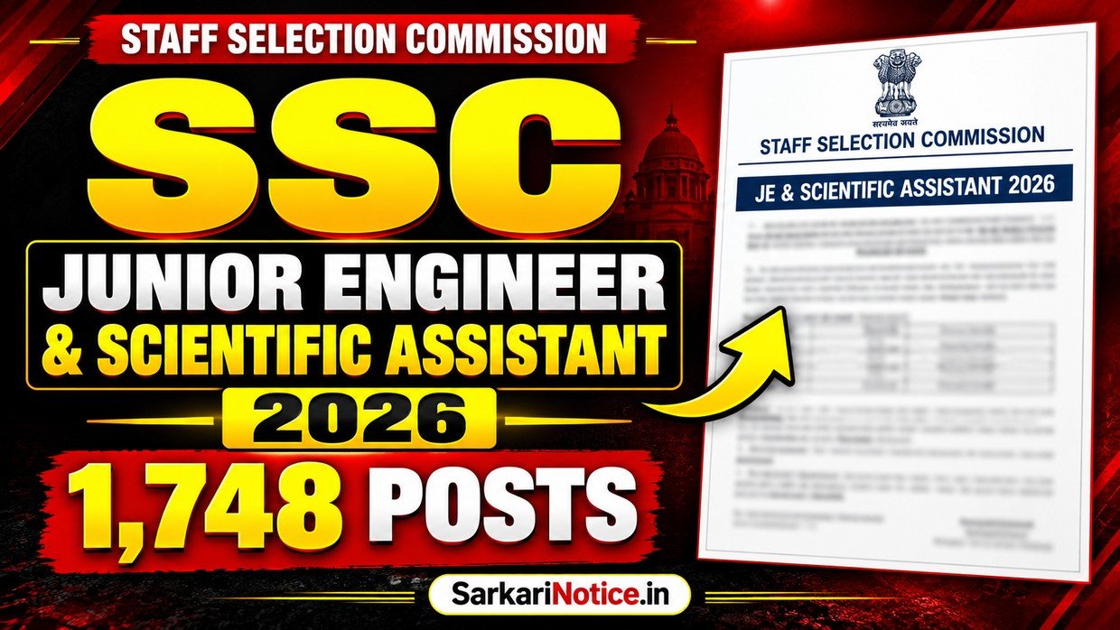 SSC Junior Engineer and Scientific Assistant 2026 – 1748 Posts – SarkariNotice.in