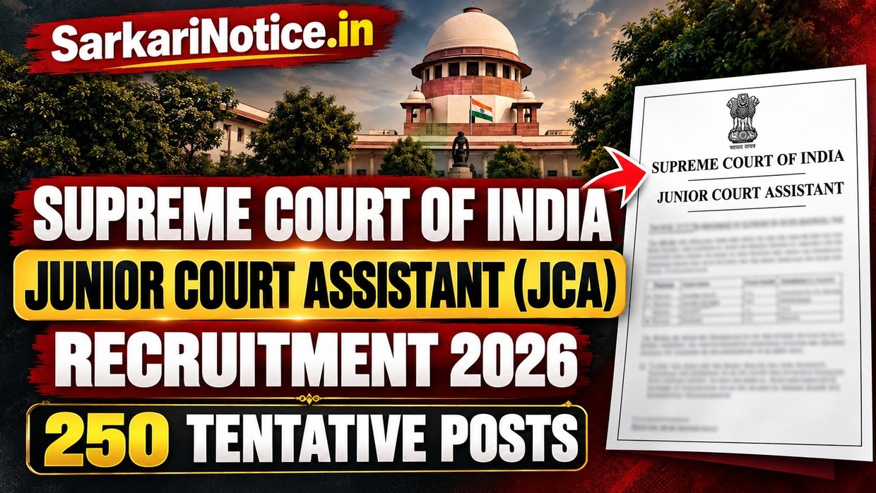 Supreme Court of India Junior Court Assistant JCA Recruitment 2026, 250 tentative posts