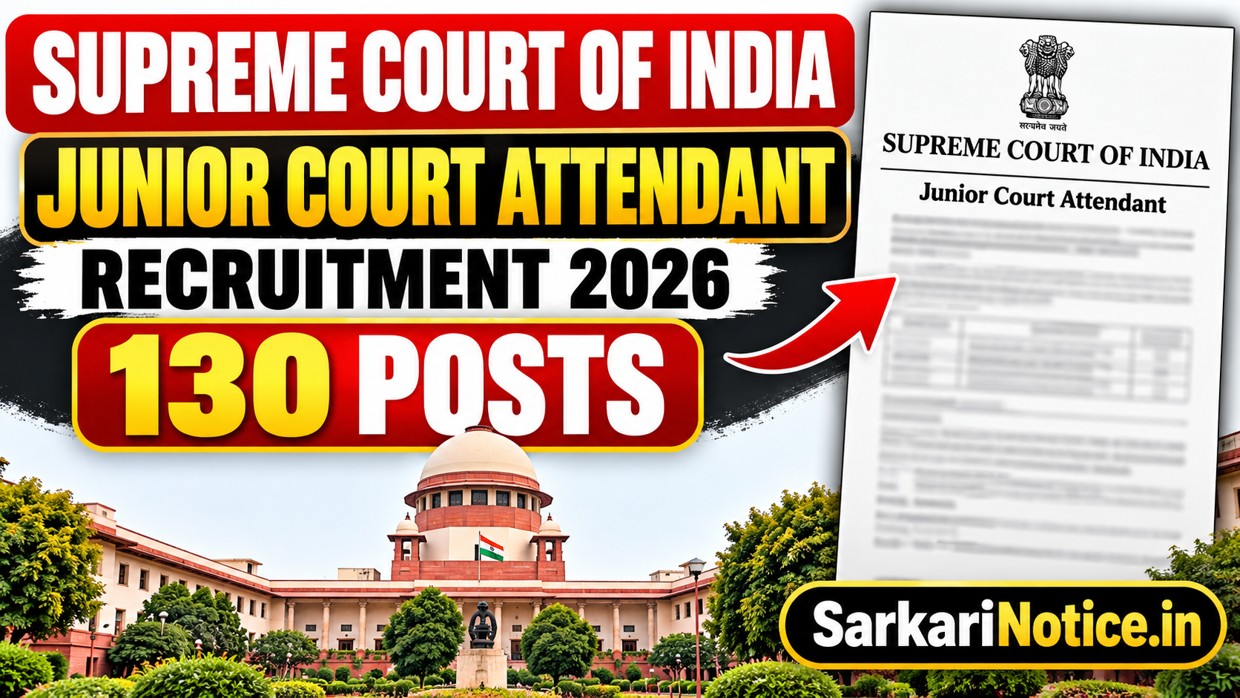 SCI Junior Court Attendant Recruitment 2026 for 130 posts