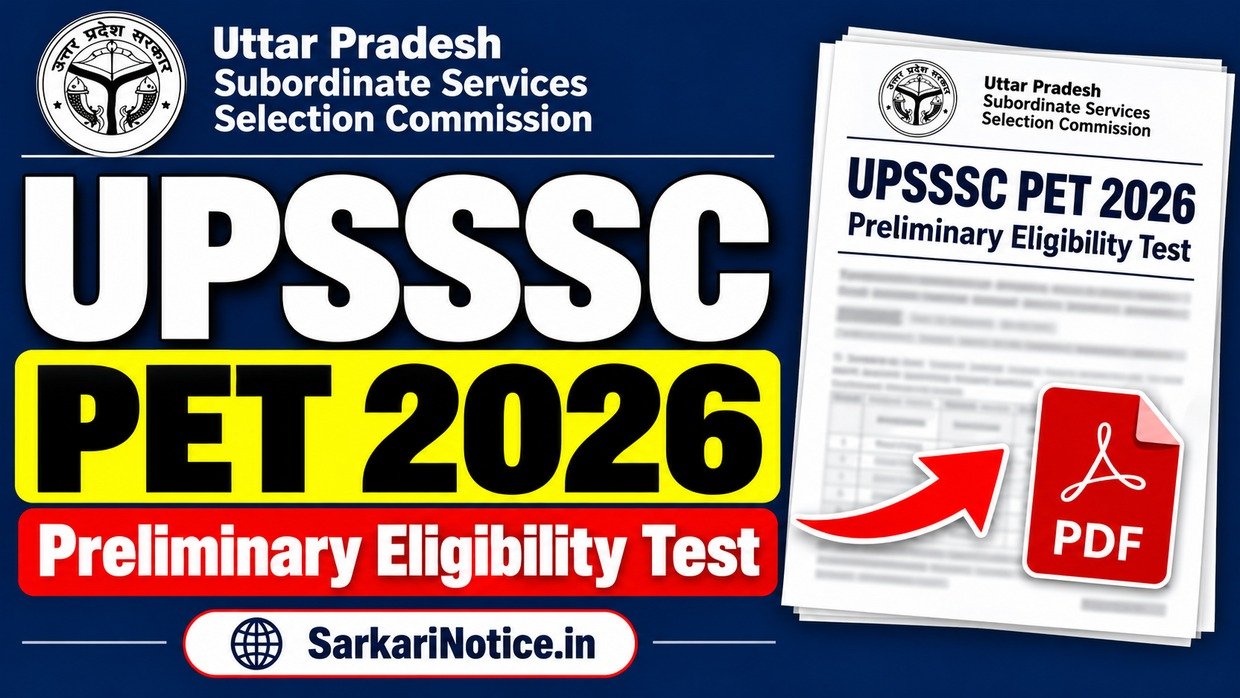 UPSSSC PET 2026 Preliminary Eligibility Test - SarkariNotice.in